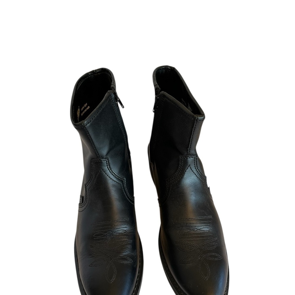 Justin Basic Boots Black Leather Ankle Boots JB104 11D - Picture 2 of 13